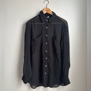 American Apparel Black Sheer Button-Down Shirt
